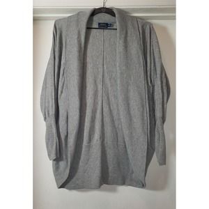 Women's Polo Ralph Lauren Gray Cardigan Sweater Size Medium Oversized Soft‎